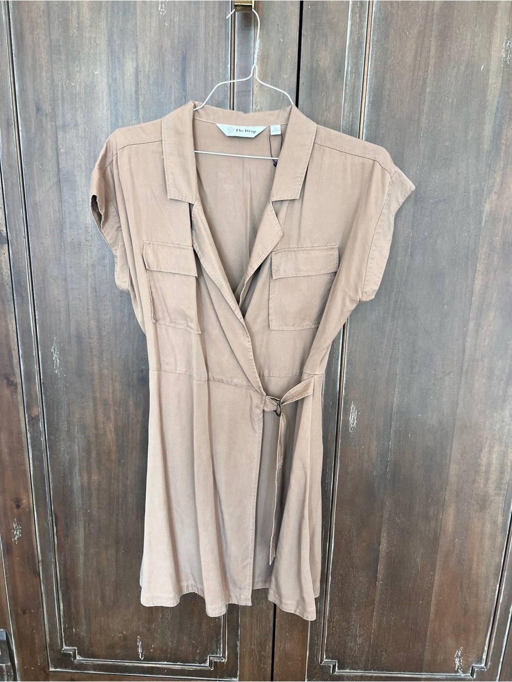 The Drop Taupe Short-Sleeve Wrap Dress